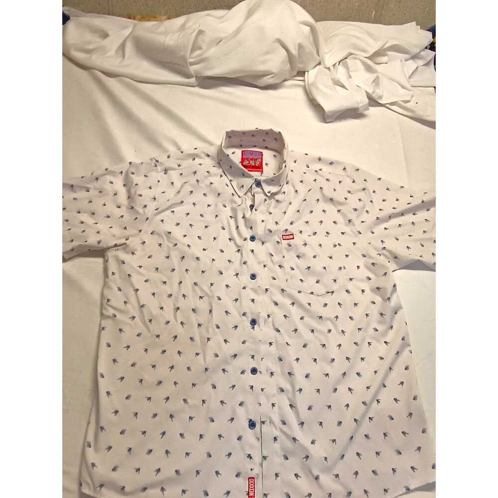 Dixxon Brolingual Party Shirt Men's 2XL White Skeleton Hands Short Sleeve